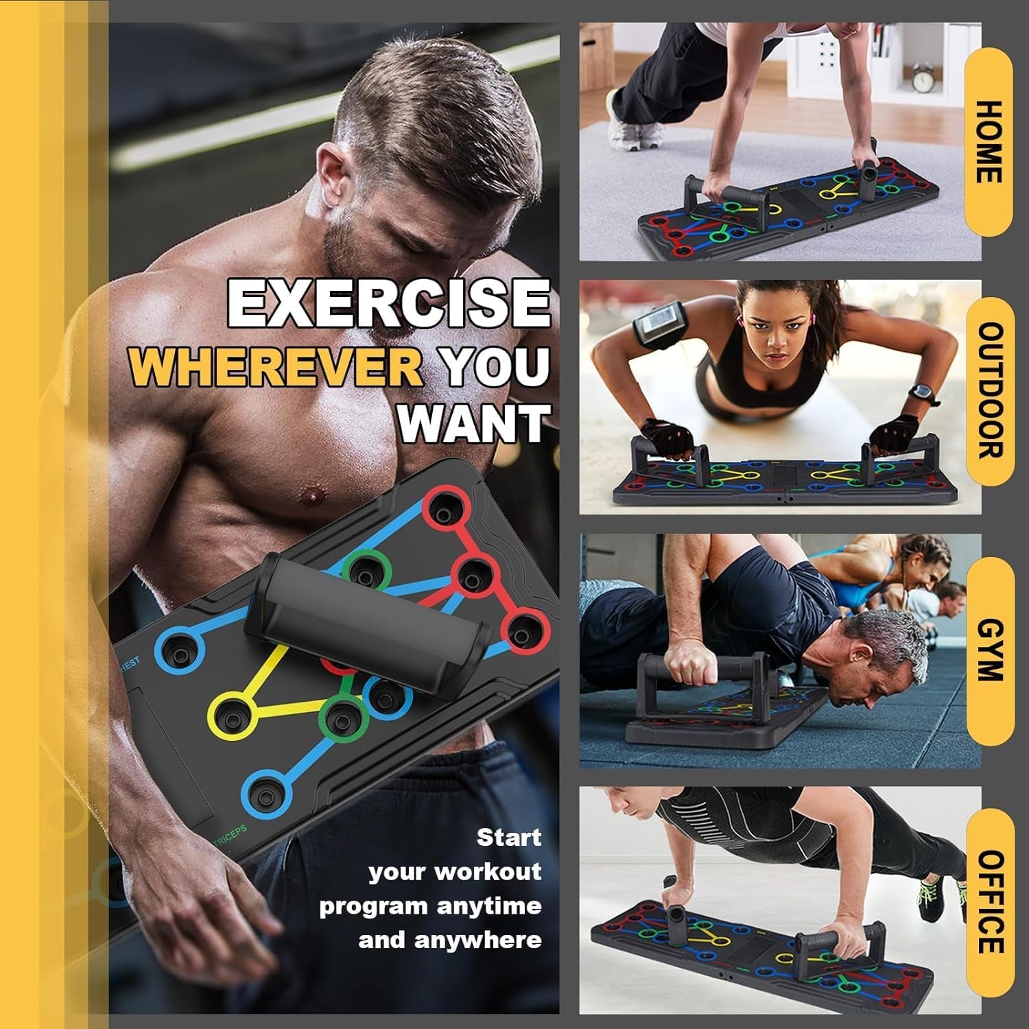 Solid Push up Board Home Workout Equipment Multi-Functional Pushup Stands System Fitness Floor Chest Muscle Exercise Professional Equipment Burn Fat Strength Training Arm Men & Women Weights , Best Choice for Daily Gifts